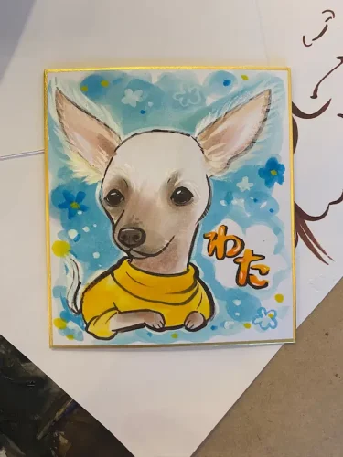 二宮町で描いた犬の似顔絵