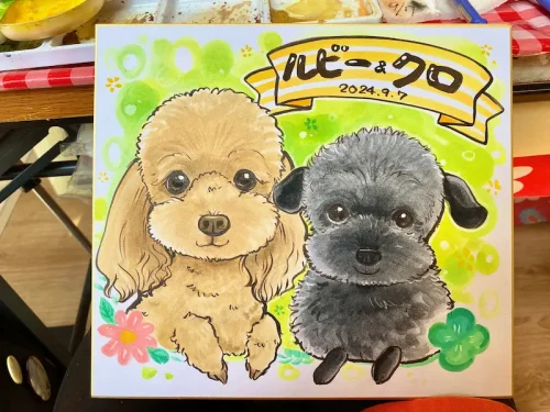 ユニディ湘南平塚店で描いた犬の似顔絵