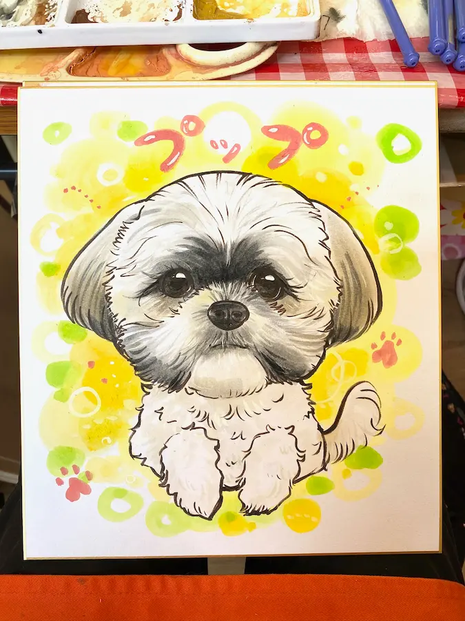 ユニディ湘南平塚店で描いた犬の似顔絵