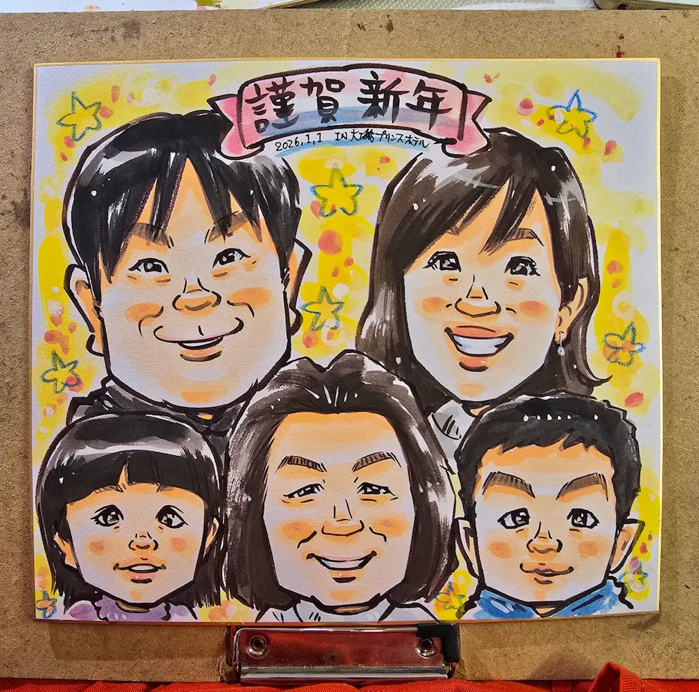 大磯プリンスホテルで描いた似顔絵